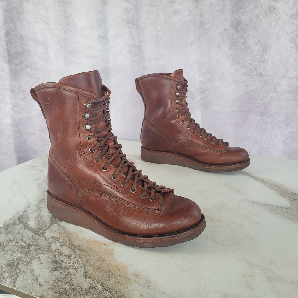 Rag & Bone Size 37/ US 7 Women's Classic Wedge Combat Boots Brown Mid Calf